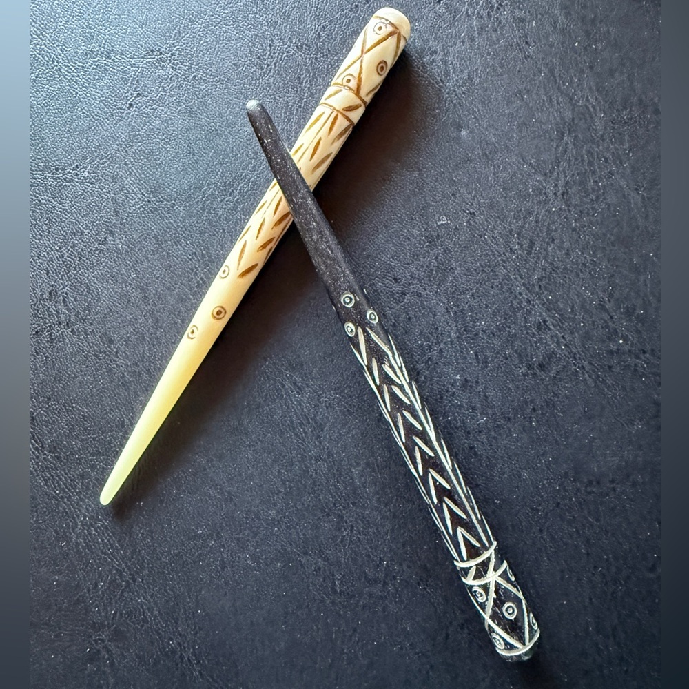 Stylish Black and Cream Hair Sticks